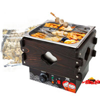 Bếp nhúng lẩu xiên que tự chọn, nồi lẩu oden loại 9 ngăn khung gỗ cao cấp [BH 12 Tháng]