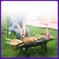 Bếp nướng dã ngoại gấp gọn, bếp nướng bằng than hoa, có đế, chân, tay sách tiện lợi, 2 cánh để đồ ăn rộng - winwinx