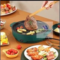 Bếp nướng điện, chảo nướng điện 26cm không khói 600W chống dính đa năng BBQ, bếp nướng điện đa năng - Tổng Kho Funimart