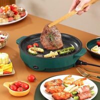 BẾP NƯỚNG ĐIỆN CHỐNG DÍNH , NƯỚNG THỊT BBQ HÀN QUỐC KHÔNG KHÓI LÒNG VÂN ĐÁ - CHẢO ĐIỆN CHIÊN RÁN THỨC ĂN ĐA NĂNG , BẾP N