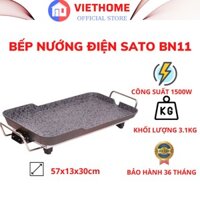 Bếp nướng điện gia đình SATO BN11 2 màu XÁM - ĐEN - 1500W, 3.1KG, giao ngẫu nhiên( Tặng 1 gắp inox ) - Bảo hành 36 tháng