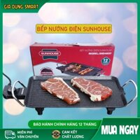 Bếp nướng điện không khói SUNNHOUSE công suất 1500W, bếp lẩu nướng ngoài trời 6 mức nhiệt, mặt tráng men chống dính