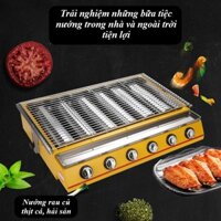 Bếp Nướng Ga Hồng Ngoại Không Khói, nướng hải sản, nướng thịt- 6 đầu hồng ngoại hàng nhập khẩu - bếp nướng