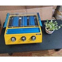 Bếp nướng gas hồng ngoại không khói, bếp mini 3 họng, nướng bánh tráng, thìt xiên que (có ship hoả ốc,Bảo hành 12 tháng)