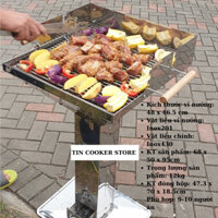 Bếp nướng inox, bếp nướng than hoa inox, lò nướng inox to cho 10 người ăn bảo hành 12 tháng