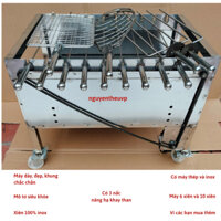 Bếp nướng inox than hoa mini máy nướng thịt chả mô tơ tụ động lò quay gà vịt 10 xiên( kèm 10 xiên đơn và 2 xiên gà inox)