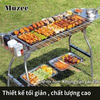 Bếp nướng MUZEE lò nướng BBQ thép chống gỉ than củi ngoài trời thông minh gấp gọn đi dã ngoại du lịch tiện lợi