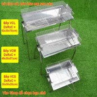 Bếp nướng than BBQ inox điều chỉnh được độ cao cỡ Trung, 49*30*57cm