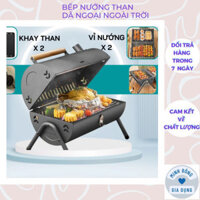 Bếp Nướng Than Dã Ngoại Ngoài Trời Chất Thép Không Gỉ, Kèm Vỉ Nướng Inox, Khay Đựng Than, Nướng Thịt Siêu Ngon
