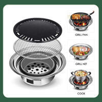 Bếp Nướng Than Hoa Âm Bàn 2 Vỉ Nướng , Bếp Nướng BBQ Nướng Thịt Ngoài Trời Sử Dụng Tiện Lợi X479