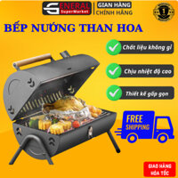 Bếp Nướng Than Hoa Dã Ngoại Ngoài Trời Chất Thép Không Gỉ, Kèm Vỉ Nướng Inox, Khay Đựng Than, Bếp Nướng Thịt Không Khói.