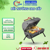 Bếp Nướng Than Hoa Dã Ngoại BBQ Ngoài Trời Chất Thép Không Gỉ, Kèm Vỉ Nướng Inox Khay Đựng Than, Bếp Nướng Thịt Dã Ngoại