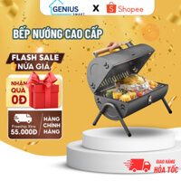 Bếp Nướng Than Hoa Dã Ngoại BBQ Ngoài Trời Chất Thép Không Gỉ, Kèm Vỉ Nướng Inox Khay Đựng Than, Bếp Nướng Thịt Dã Ngoại