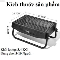Bếp nướng than hoa gấp gọn, bếp nướng BBQ, bếp nướng dã ngoại, du lịch cắm trại. Nhập khẩu chính hãng. tặng 3 xiên inox