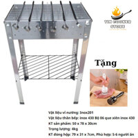 Bếp nướng than hoa inox hình chữ nhật to 7-8 người ăn, lò nướng inox, bếp than nướng bảo hành 12 tháng