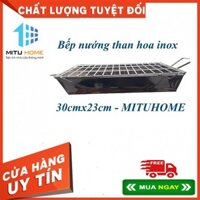 Bếp nướng than hoa inox kèm vỉ nướng loại 30cmx23cm - MITUHOME