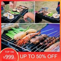 Bếp Nướng Than Hoa Không Khói Kèm Vỉ Nướng Hình Vuông Có Chân Đế, Tiện Dụng - TT