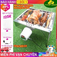 Bếp nướng than hoa TopV V5S, quay tự động, lò nướng than inox, bếp nướng ngoài trời, bếp nướng than củi tự xoay