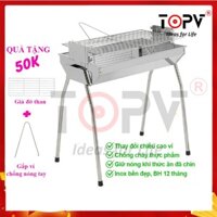 Bếp nướng than hoa TopV VCM thay đổi chiều cao vỉ, Lò nướng than củi than hoa không khói ngoài trời bằng inox - TopV