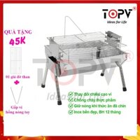 Bếp nướng than hoa TopV VCS thay đổi chiều cao vỉ, Lò nướng than củi than hoa không khói ngoài trời bằng inox - TopV