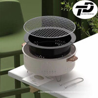 Bếp nướng than hoa Tròn không khói, lò nướng thịt cao cấp chất liệu thép chịu nhiệt có chân phụ nhỏ gọn, chắc chắn