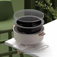 Bếp nướng than hoa Tròn không khói, lò nướng thịt cao cấp chất liệu thép chịu nhiệt có chân phụ nhỏ gọn, chắc chắn