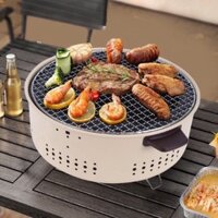 Bếp Nướng Than Hoa Tròn Không Khói Nướng BBQ Chất Liệu Thép Không Gỉ Vỉ Nướng Inox
