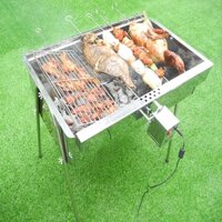 Bếp nướng than hoa tự xoay V5+ cỡ ĐẠI, thiết kế độc quyền 2020, tặng bộ phụ kiện vỉ xiên 200K. Bếp nướng ngoài trời