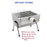 Bếp nướng than hoa V5S, quay tự động, lò nướng than inox, bếp nướng ngoài trời, bếp nướng than củi tự xoay