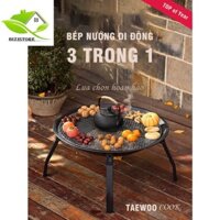 Bếp nướng than hoa ZIHA 3 trong 1 gấp gọn, Bếp nướng di động sử dụng than có thể mang đi dã ngoại