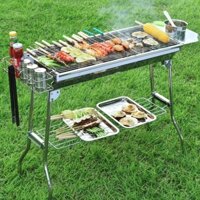 Bếp nướng than hoa,lò nướng than inox gấp gọn mini dã ngoại bbq ngoài trời quay thịt bếp than củi Pehouse