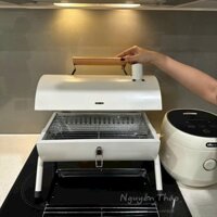 Bếp nướng than ngoài trời BBQ có ống khói, tặng vỉ nướng, khay than, chất thép không gỉ siêu bền