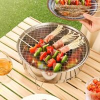 Bếp Nướng Thịt BBQ Hàn Quốc Size 26cm, Bếp Nướng Than Hoa Không Khói Du Lịch Chất Liệu Thép Không Ghỉ Vỉ Nướng Inox 304