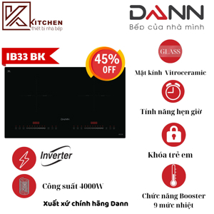 Bếp từ âm 2 vùng nấu Dann IB33 BK