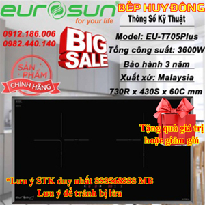 Bếp từ âm 2 vùng nấu Eurosun EU-T705Plus