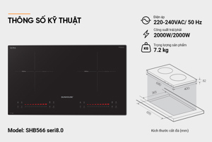 Bếp từ đôi Sunhouse SHB566 Seri 8.0