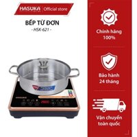 Bếp từ đơn HASUKA HSK-621 công suất 2800W 8 chức năng cài đặt sẵn kèm nồi lẩu inox cao cấp - BH chính hãng 24 tháng