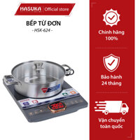 Bếp từ đơn HASUKA HSK-624 công suất 2850W đa chức năng nấu nướng có chức năng hẹn giờ tặng kèm nồi lẩu inox- BH 24 tháng