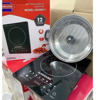 BẾP TỪ ĐƠN SUN HOUSE TẶNG KÈM NỒI LẨU, BẾP TỪ CẢM ỨNG MẶT KÍNH CHỊU NHIỆT CÔNG SUẤT 2200W