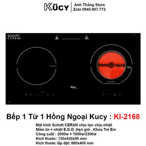 Bếp từ hồng ngoại âm 2 vùng nấu Kucy KI-2168