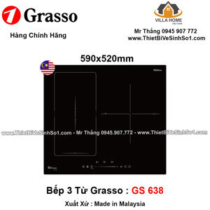 Bếp từ hồng ngoại âm 3 vùng nấu Grasso GS638