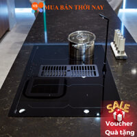 Bếp từ kết hợp máy hút khói khử mùi HIH 864 LI Malloca, máy hút mùi kết hợp bếp từ âm mặt bếp, mặt kính Ceramic