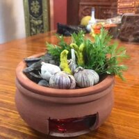 Bếp xông đốt bồ kết chanh sả tươi khử khuẩn không khí Mầu đất ngẫu nhiên - 16cm