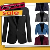 Bergenw  Áo Khoác Blazer Một Nút Ôm Dáng Thời Trang Lịch Lãm Cho Nam