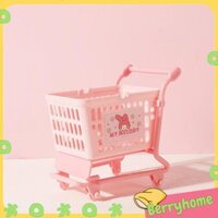 BerryHome Mini Xe Đẩy Xe Đẩy Hoa Văn Hoạt Hình Siêu Thị Xe Đẩy Tay Lưu Trữ Đồ Chơi Để Bàn Trang Trí Người Tổ Chức