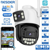 Besder 8MP PTZ 5G HZ Camera Wifi Ngoài Trời Tự Động Theo Dõi Màn Hình Kép 5K 10MP Camera Quan Sát An Ninh IP Camera 5X Zoom Kỹ Thuật Số Báo Động Email