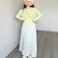 【Bess's house-bigsize】áo khoác len cardigan+váy sang chảnh dáng dài，set váy nữ，set bigsize nữ sang chảnh，Quần Áo Đầu Thu Với Bộ plus Size Plump Bé Gái Váy Hoa Nhẹ Nhàng Thanh Lịch Chống Lão Hóa Thời Trang Hai Mảnh Phù Hợp Với Váy Nữ，set đồ nữ
