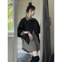 【Bess's house】áo sơ mi kiểu+Khăn choàng đen,set đồ nữ đi chơi,set đồ nữ mùa đông,Bộ khăn choàng và áo sơ mi bảo hộ lao động hàng ngày mới cho đầu thu 2024,đồ bộ nữ đẹp,đồ bộ nữ sang chảnh,thời trang nữ,đồ bộ đẹp