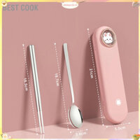 Best cook Bộ Thìa Và Đũa Kèm Hộp Du Lịch Inox Dụng Cụ Cho Công Việc Gia Đình Ngoài Trời