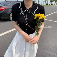 BEST OF YOU Áo len đan cổ mới 2025 phong cách Hàn Quốc màu sắc đồng nhất sang trọng tươi mới viền tương phản cá tính Guanma Huanji dệt RUTV J2QL